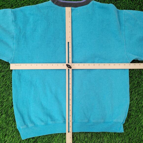 Vintage 90s MOD Aztec Sweatshirt Womens XL 23x24 Blue USA - Picture 4 of 11